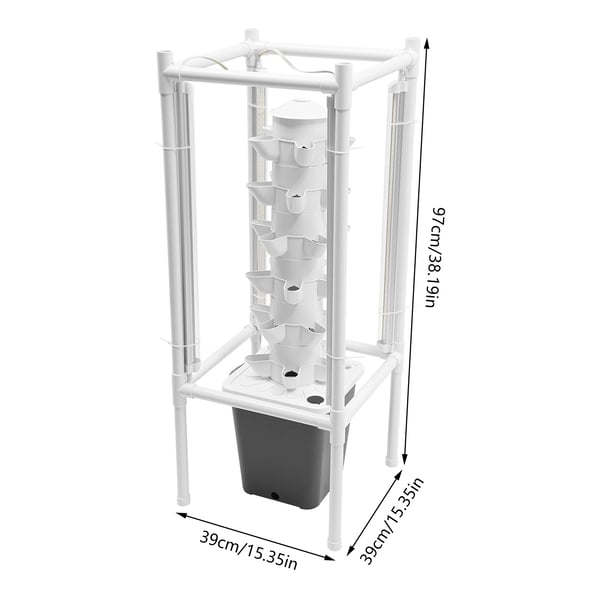 Hydroponisk plantetårn - Vertikalt havesystem - 6 niveauer - 30 plantepladser - 4 LED-vækstlamper - Jordfri hydroponik