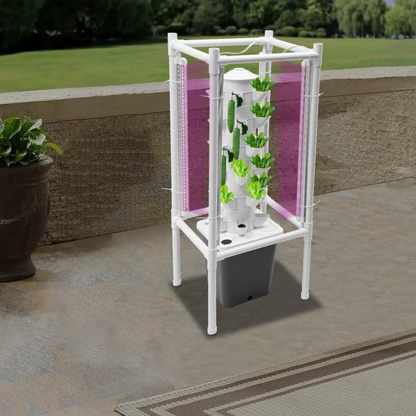 Hydroponisk plantetårn - Vertikalt havesystem - 6 niveauer - 30 plantepladser - 4 LED-vækstlamper - Jordfri hydroponik