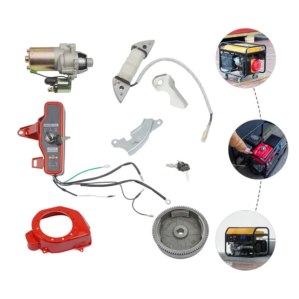Elstart kit - Motorstarter til 4-takt - 5,5–6,5 hk - Tændingssæt - Svinghjul medfølger