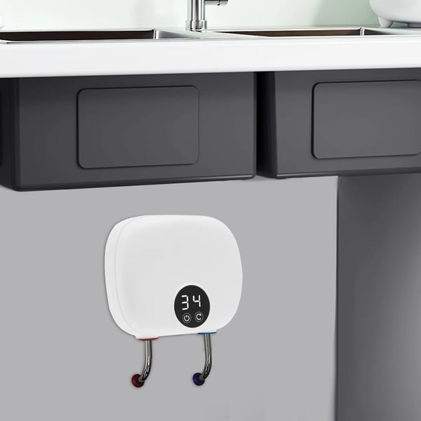 Elektrisk vandvarmer - Mini gennemstrømsvandvarmer - 5500 W - Startflow 0,8 l/min - Lækagebeskyttelse & flere sikkerhedsfunktioner - 21×7,7×17,4 cm
