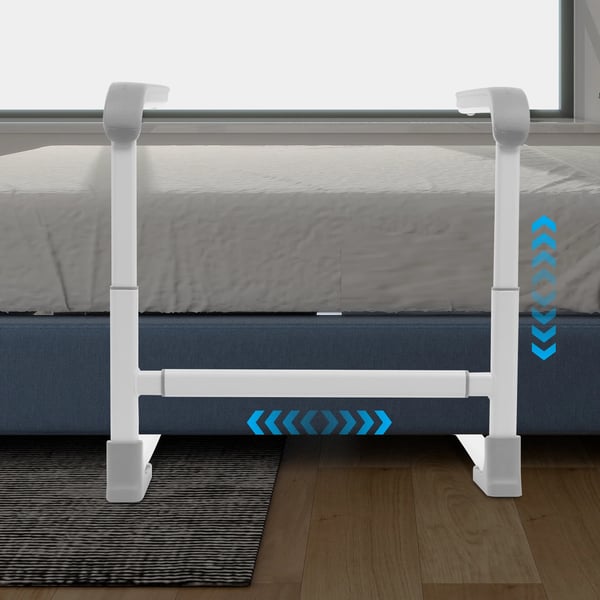 Rejsestøtte til ældre - Støttehåndtag til stol/sofa - 150 kg bæreevne - Justerbar højde 65–70 cm, længde 59–64 cm - Armlæn 40 cm - Sølv