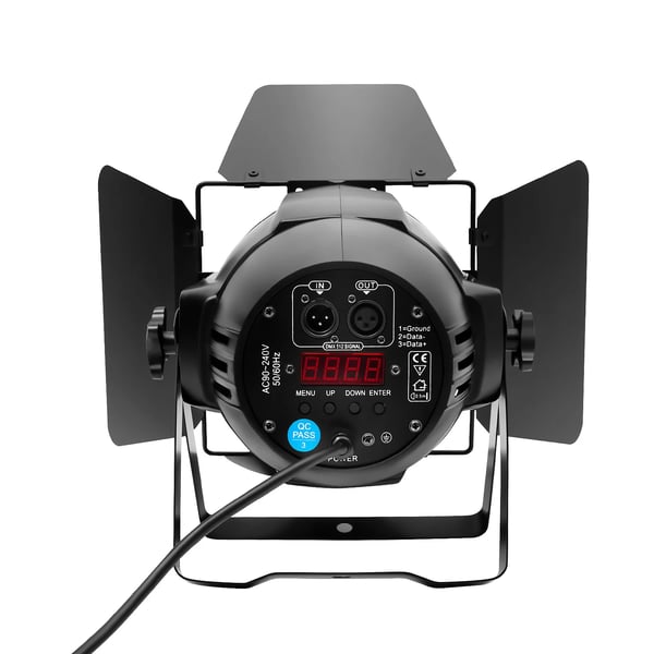 COB LED PAR-lampe - Scenelys - 200 W - DMX512-styring - 3200K–6500K - IP20 - Lysklapper - 220 V AC - Sort