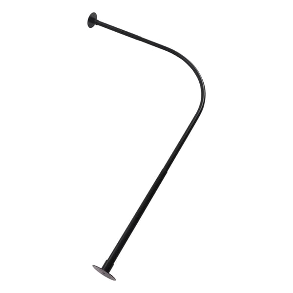 Suihkuverhotanko - L‑muotoinen teleskooppitanko - Kulma-asennus - Ilman porausta - Ruostumaton teräs - Säädettävä 75–95 × 90–130 cm - Mukana renkaat