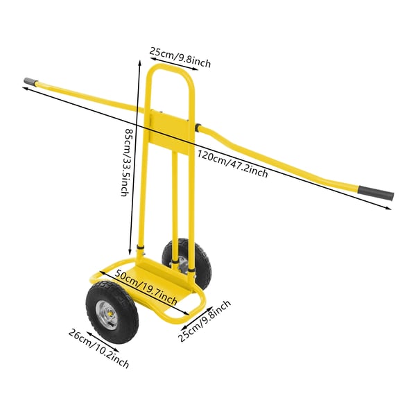 Levyvaunu - Paneelivaunu - Kantavuus 220 kg - Pyörät Ø 26 cm - Liukumattomat Kahvat - Ruosteenkestävä - Koko 120×85 cm - Keltainen