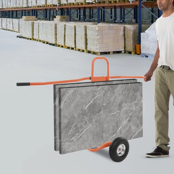 Levykärry - Paneelivaunu - Kantavuus 220 kg - 120x85 cm - Pyörät Ø26 cm - Liukumattomat kahvat - Ruosteenkestävä rauta - Punainen