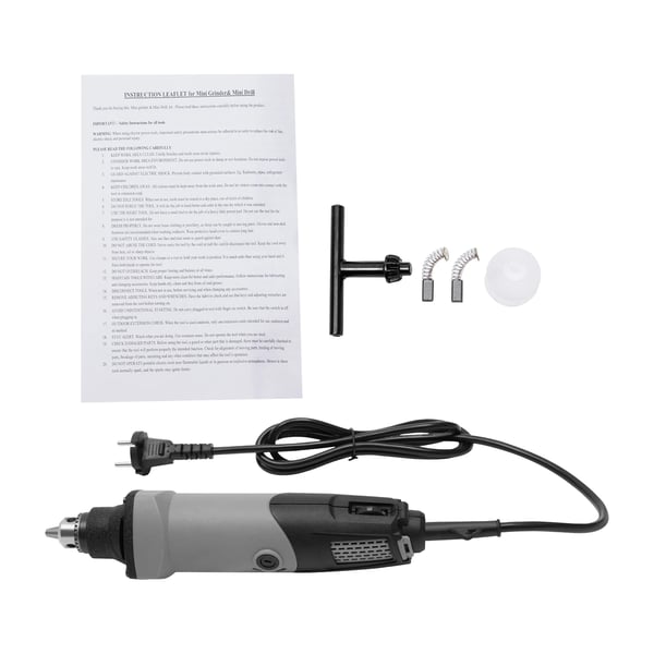Mini slibe- og boresæt - Roterende værktøj - 400W - 220V 50Hz - 5000–28000 o/min - 6 hastigheder - EU-stik - Sølv