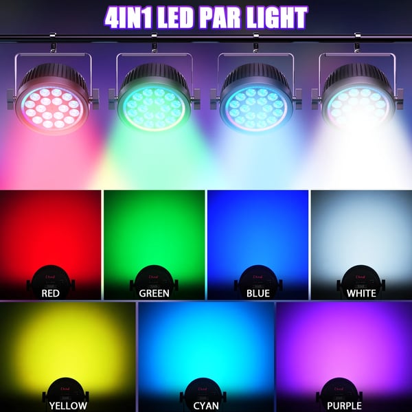 LED Par Lava/DJ-valo - 200W DMX512/RDM - 18x10W RGBW + 48x0,2W RGB - 7/11/16 kanavaa - Auto/Ääni/Master-Slave - RGB rengas-strobo - Lämmin valkoinen