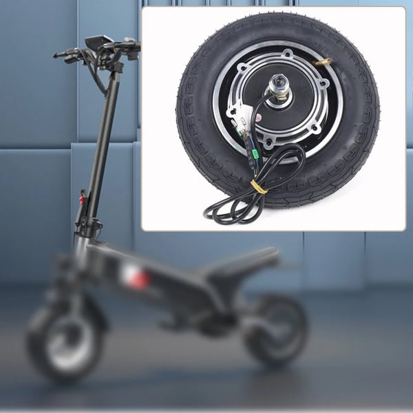 Navmotorhjul til el-løbehjul - 36V 350W - Børsteløs - 25,4 cm - Komplet hjul med dæk - Sort
