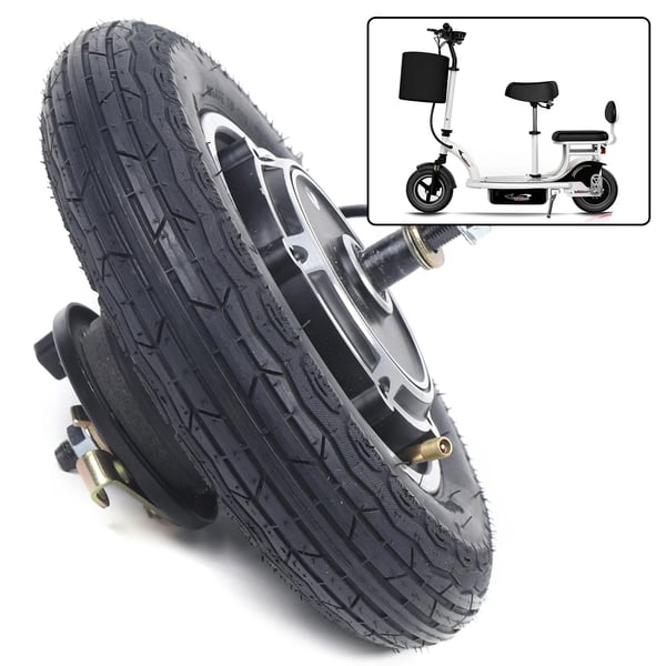 Navmotorhjul til el-løbehjul - 36V 350W - Børsteløs - 25,4 cm - Komplet hjul med dæk - Sort