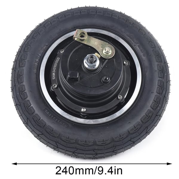 Navmotorhjul til el-løbehjul - 36V 350W - Børsteløs - 25,4 cm - Komplet hjul med dæk - Sort