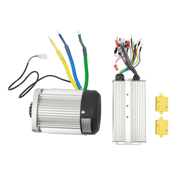 Elmotor ombygningssæt - BM1424ZXF-1.5KW60V permanent DC-motor - 60V - 1500W - 3500 rpm - 31,5A - Med controller - Til gokart/elcykel - Grå