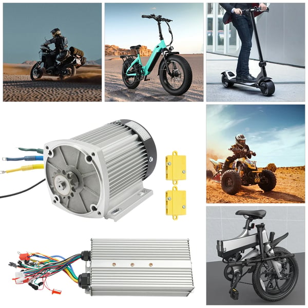 Sähkömoottorisarja - BM1424ZXF-1.5KW60V pysyväismagneetti DC-moottori - 60V - 1500W - 3500 rpm - 31,5A - Ohjain mukana - Karting/e-pyörä - Harmaa