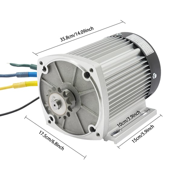Sähkömoottorisarja - BM1424ZXF-1.5KW60V pysyväismagneetti DC-moottori - 60V - 1500W - 3500 rpm - 31,5A - Ohjain mukana - Karting/e-pyörä - Harmaa