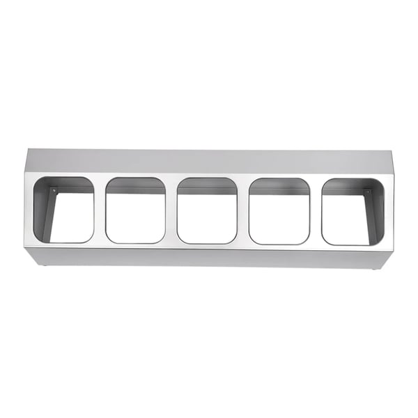GN Gastronorm Topstativ - Beholderramme - Inkl. 5 GN-beholdere og 5 låg - Toppingstation til pizza - Sølv
