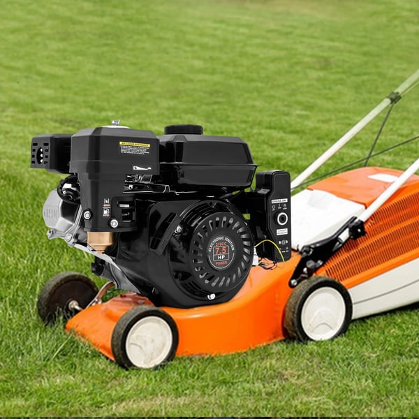 Benzinmotor - 4-takt 212 cc 7,5 hk - Elstart & snoretræk - Til gokart, højtryksrenser, brændekløver - Sort