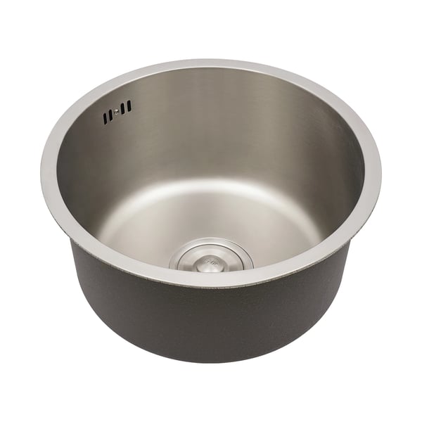 Køkkenvask - Underlimet Rund - Diameter 41 cm - Rustfrit Stål 304 - Enkel Kumme - Uden Armatur - Dybde 19 cm - Sølv