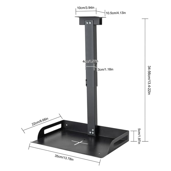 Projektorbeslag - Loftmonteret - Højdejusterbart - Universalt - Aluminiumslegering - Ekstra stort - Sort
