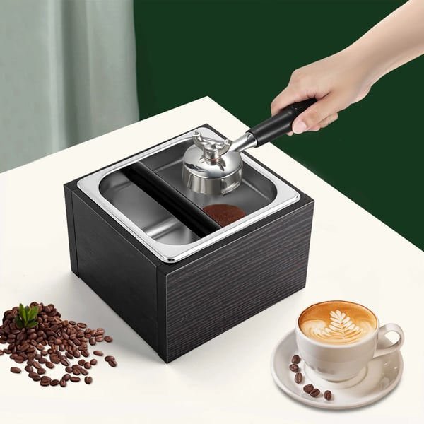 Kaffebeholder/Kaffedåse - Til Kaffemaskine - Rustfrit Stål - 18,5 x 17,5 x 12,5 cm - Sort