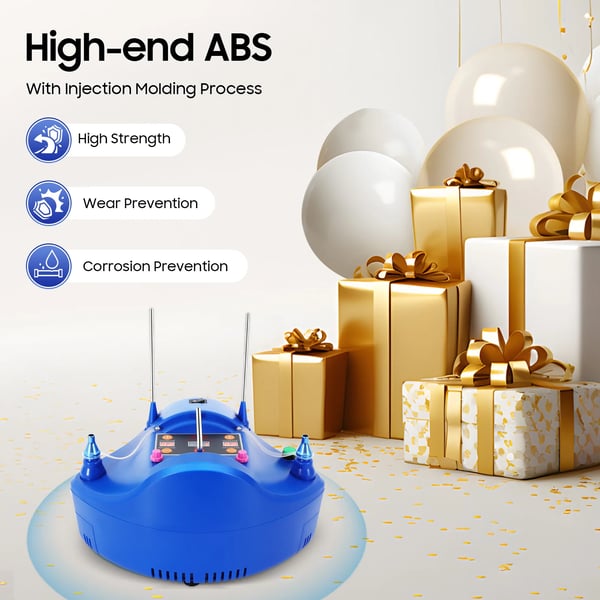 Ballonpumpe - Elektrisk oppuster - 600 W - Hurtig oppustning - Til balloner op til 81 cm - Festpynt Mors dag - Blå