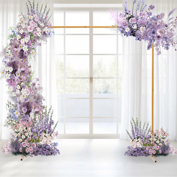 Bryllupsbue - Kvadratisk Metalstativ/Baggrundsramme - 2×2 m - Højdejusterbar - Jern - Til blomster & balloner - Gul