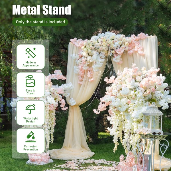 Bryllupsbue - Firkantet metalstativ - 2x2 m - Jern - Baggrund til bryllup & fest - DIY blomster & balloner - Hvid