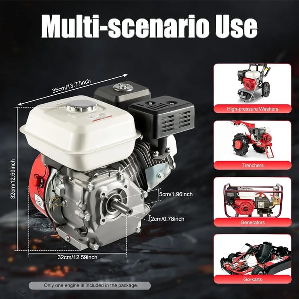 Benzinmotor - 4-takt OHV - 7,5 hk / 5,1 kW - 3600 o/min - Oliealarm - Gokartmotor