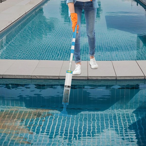 Pooldammsugare - Handhållen - 3‑i‑1 - Sladdlös - Uppladdningsbar - Teleskopiskt Skaft - För Ovanmark- & Nedgrävda Pooler Och Spa - Blå