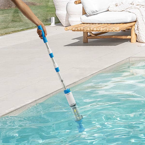 Pooldammsugare - Handhållen - 3‑i‑1 - Sladdlös - Uppladdningsbar - Teleskopiskt Skaft - För Ovanmark- & Nedgrävda Pooler Och Spa - Blå