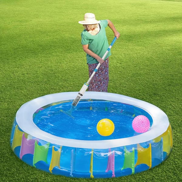 Pooldammsugare - Handhållen - 3‑i‑1 - Sladdlös - Uppladdningsbar - Teleskopiskt Skaft - För Ovanmark- & Nedgrävda Pooler Och Spa - Blå