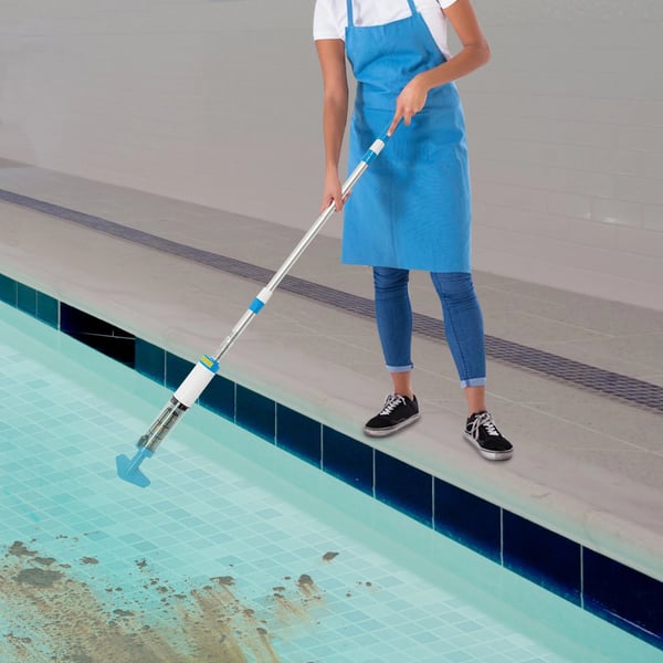Pooldammsugare - Handhållen - 3‑i‑1 - Sladdlös - Uppladdningsbar - Teleskopiskt Skaft - För Ovanmark- & Nedgrävda Pooler Och Spa - Blå