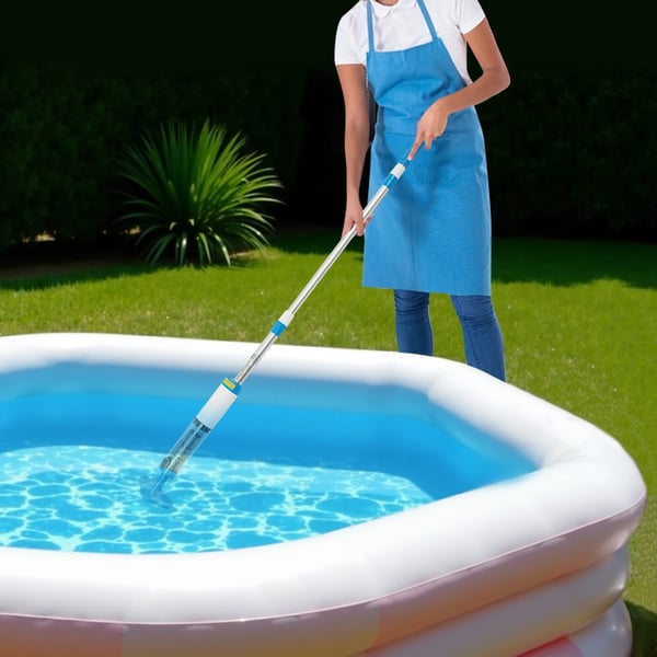 Pooldammsugare - Handhållen - 3‑i‑1 - Sladdlös - Uppladdningsbar - Teleskopiskt Skaft - För Ovanmark- & Nedgrävda Pooler Och Spa - Blå