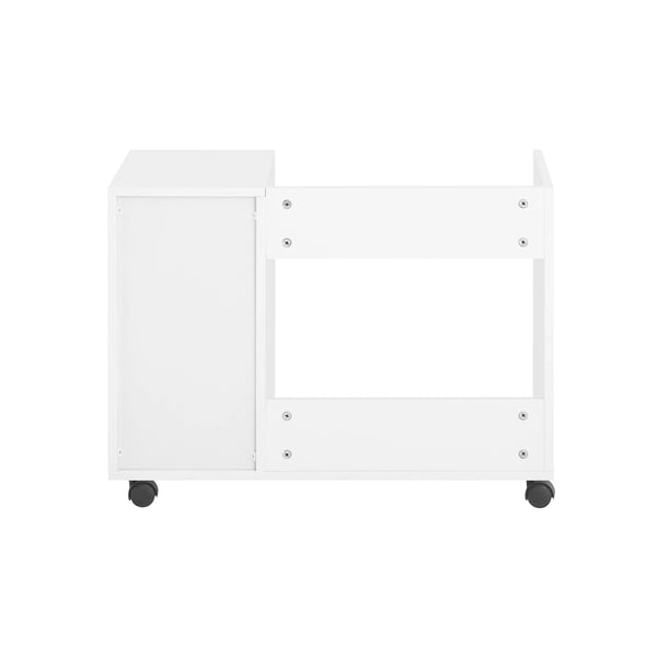 Rullecontainer til printer - ASK02-W Rullecontainer/Arkivskab - Med hjul - Skuffe og dør - Printerbord/Stand - Samles selv - Hvid