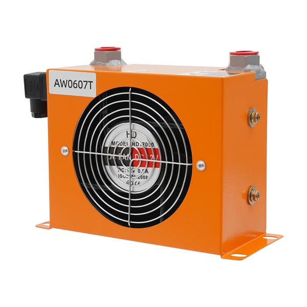Hydraulisk oliekøler - AW0607T-20L-12V luftkølet radiator - Flow 20 l/min - DC 12V Blæser - Arbejdstryk ≤2 MPa - Kobbermotor - Mørkegrå