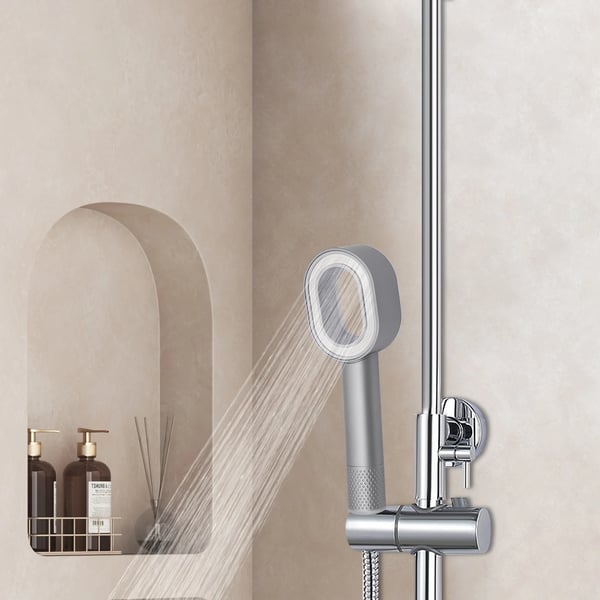 Duschhuvud - Handdusch - Massage - Justerbart Tryck - Filter - Svamphuvud - ABS-plast - Silver