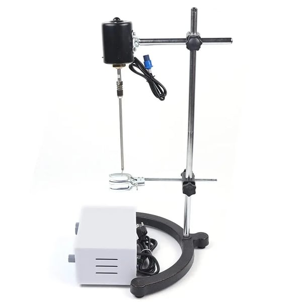 Laboratorieomrører - Elektrisk overhead-omrører - 220 V - 3000 rpm - Timer 0–120 min - Rustfrit stål - Sølv