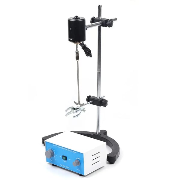 Laboratorieomrører - Elektrisk overhead-omrører - 220 V - 3000 rpm - Timer 0–120 min - Rustfrit stål - Sølv