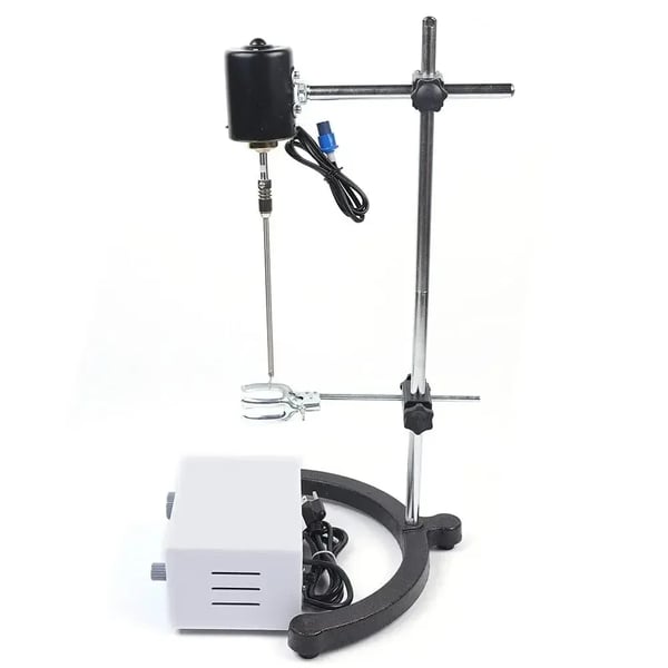 Laboratorieomrører - Elektrisk overhead-omrører - 220 V - 3000 rpm - Timer 0–120 min - Rustfrit stål - Sølv