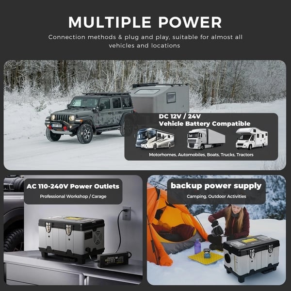 TB10 WiFi - Diesel pysäköintilämmitin - 8 kW - DC 12/24 V & AC 110–240 V - Sovellus, Bluetooth, kaukosäädin & LCD - 6 L säiliö - Musta
