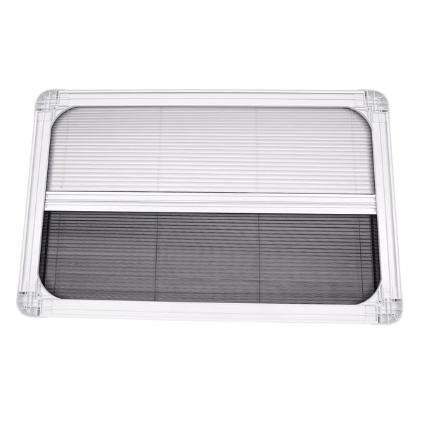 Autocamper/Caravan Vindue - Udskydeligt 90×55 cm - 4 mm hærdet glas - Insektnet - Låsbart greb - Åbner 65° - Til væg 30 mm - Sort