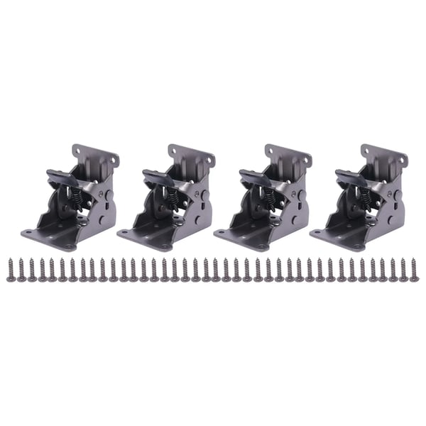 4 stk. Foldbare Bordsbenshængsler - Møbelhængsel - Selvlåsende 0–90° - 200 kg Belastning - Koldvalset Stål - 5×6,3×6,8 cm - Sort