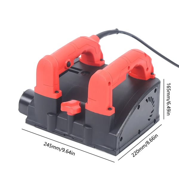 Renoveringsfræser til beton - Elektrisk væghøvl - 1200 W - 16 cm bredde - 1–4 mm dybde - 1000–4000 omdr./min - 26 klinger - 220 V - Rød