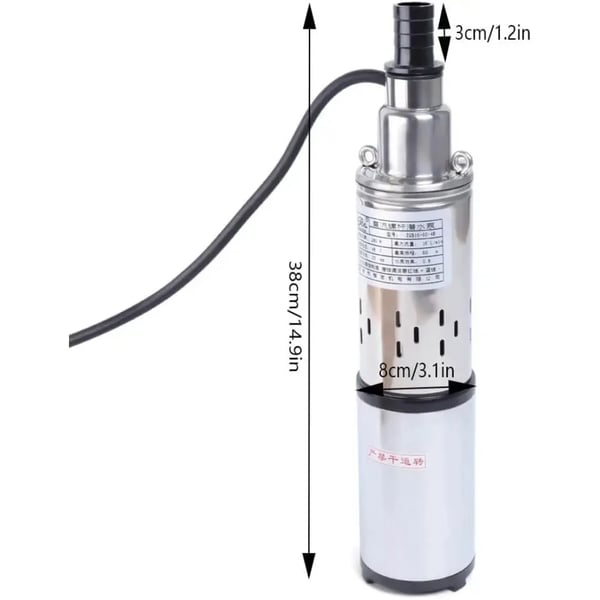 Solcelledrevet brøndpumpe - Dybbrønd dykpumpe - 48 V - 280 W - Løftehøjde 60 m - Flow 16 L/min - EU-stik - Sølv