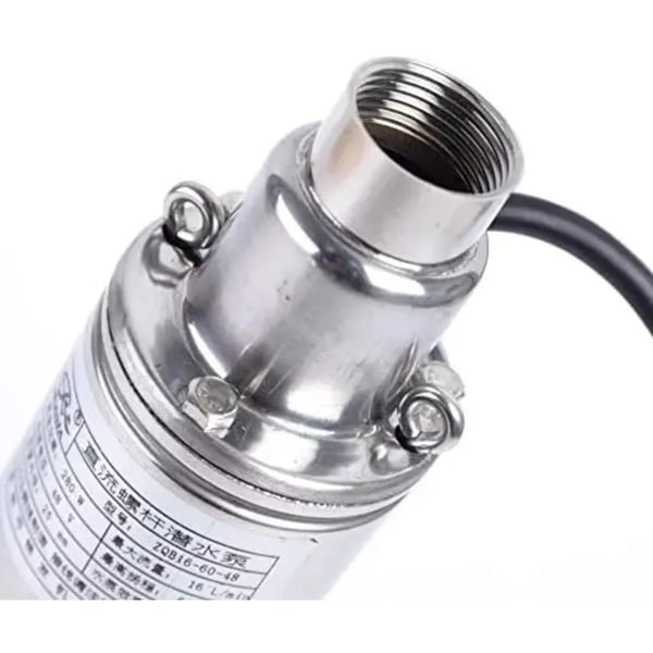 Solcelledrevet brøndpumpe - Dybbrønd dykpumpe - 48 V - 280 W - Løftehøjde 60 m - Flow 16 L/min - EU-stik - Sølv