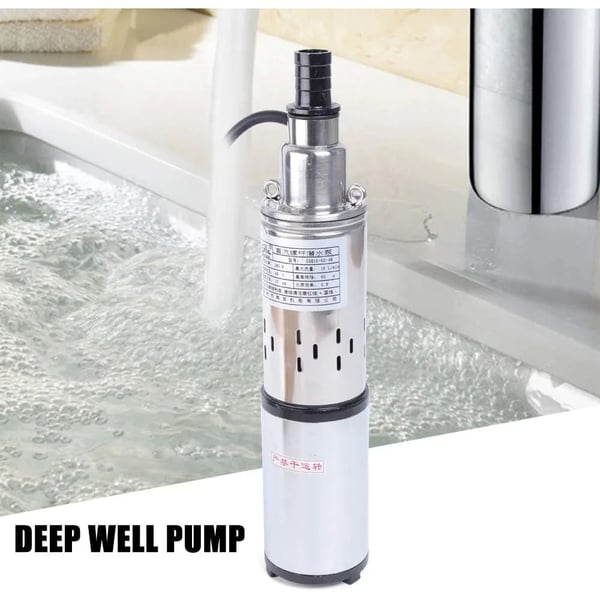 Solcelledrevet brøndpumpe - Dybbrønd dykpumpe - 48 V - 280 W - Løftehøjde 60 m - Flow 16 L/min - EU-stik - Sølv