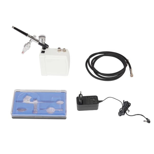 Airbrush-sarja - Kaksoistoiminen kynäruisku kompressorilla - 2–15 PSI - 12 V DC - 7 ml kuppi - 10,5 l/min - EU-pistoke - Punainen