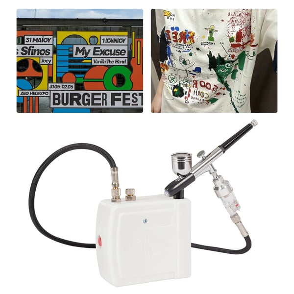 Airbrush-sarja - Kaksoistoiminen kynäruisku kompressorilla - 2–15 PSI - 12 V DC - 7 ml kuppi - 10,5 l/min - EU-pistoke - Punainen
