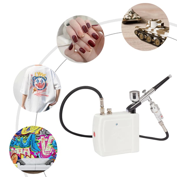 Airbrush-sarja - Kaksoistoiminen kynäruisku kompressorilla - 2–15 PSI - 12 V DC - 7 ml kuppi - 10,5 l/min - EU-pistoke - Punainen