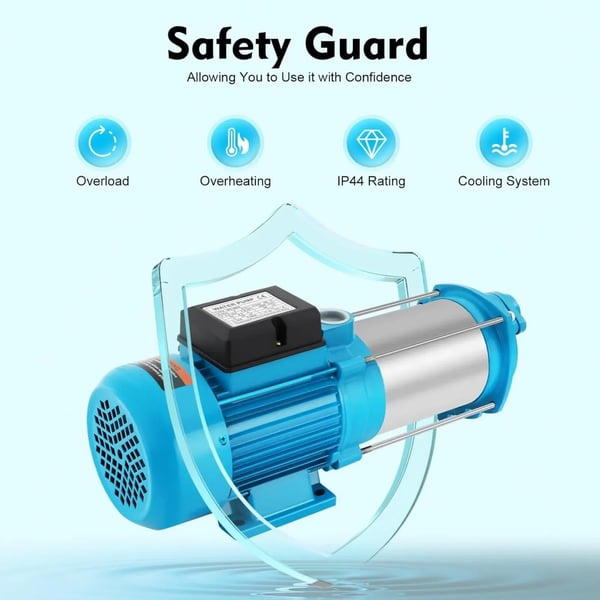 Havepumpe til husvandværk - Overflade-centrifugalpumpe - 1300 W - 220 V EU-stik - Rustfrit stål - Pumpestyring