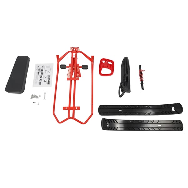 Snowracer kælk - Ratstyret slæde - Maks belastning 100 kg - 50×120×38 cm - Stål & HDPE - 5+ år - Rød