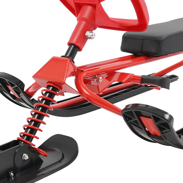Snowracer kælk - Ratstyret slæde - Maks belastning 100 kg - 50×120×38 cm - Stål & HDPE - 5+ år - Rød